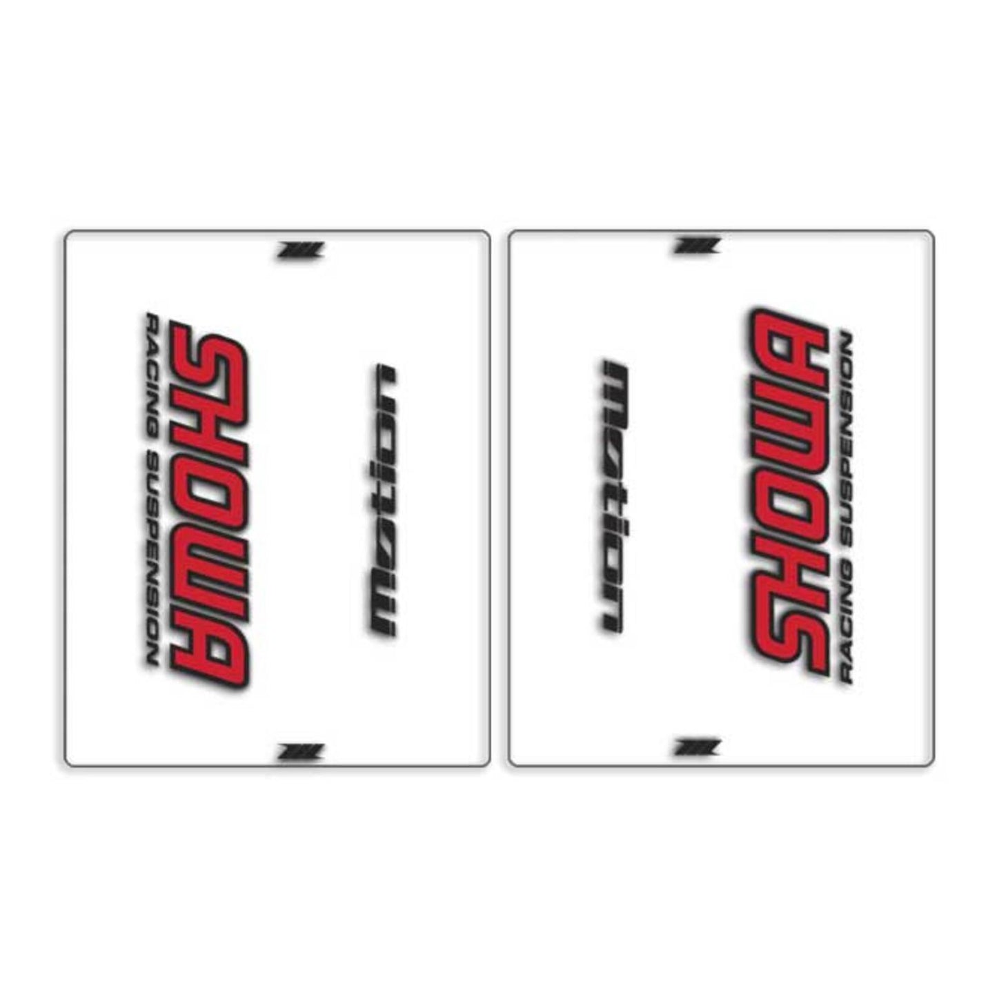 DRC Motion Front Fork Outer Decals - Showa (Clear / Red / Black)