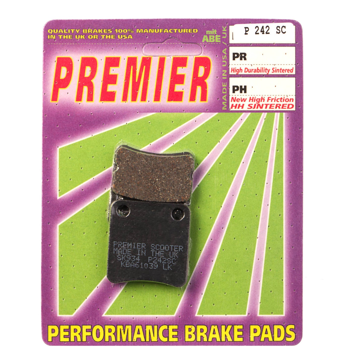 Premier Brake Pads - P-SC Organic Scooter - P242SC