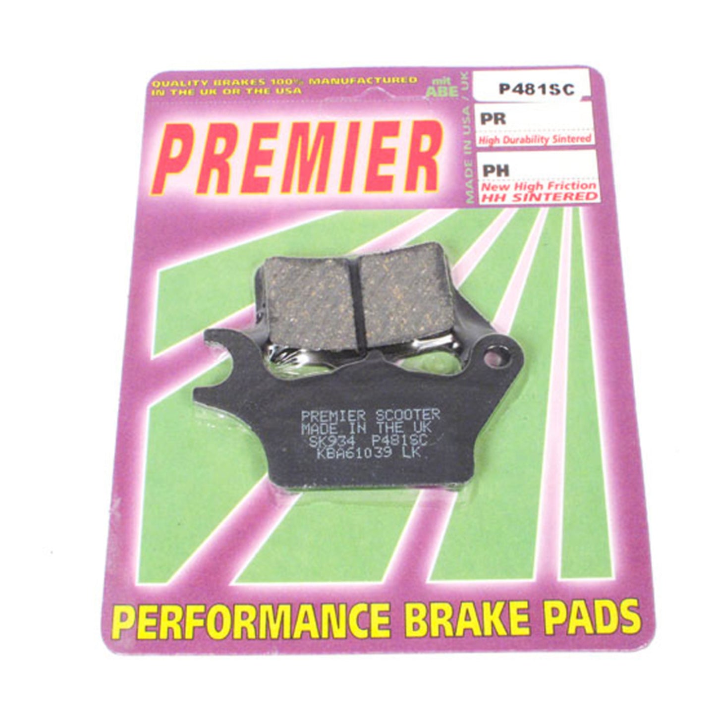 Premier Brake Pads - P-SC Organic Scooter - P481SC