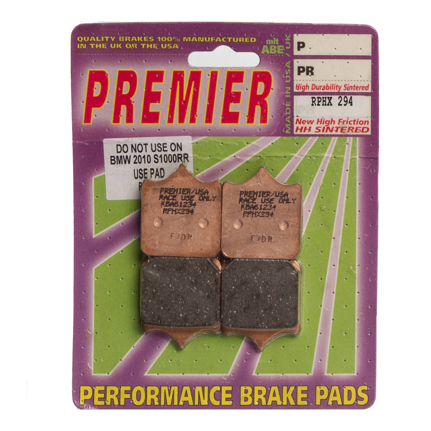 Premier Brake Pads - RPHX Sintered Racing Only - RPHX294