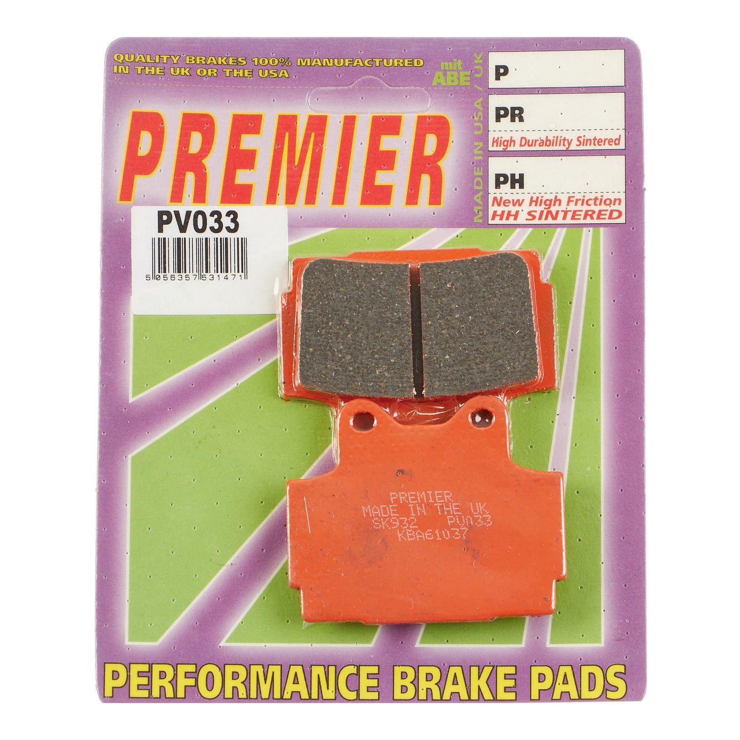 Premier Brake Pads - PV Semi Sintered - PV033