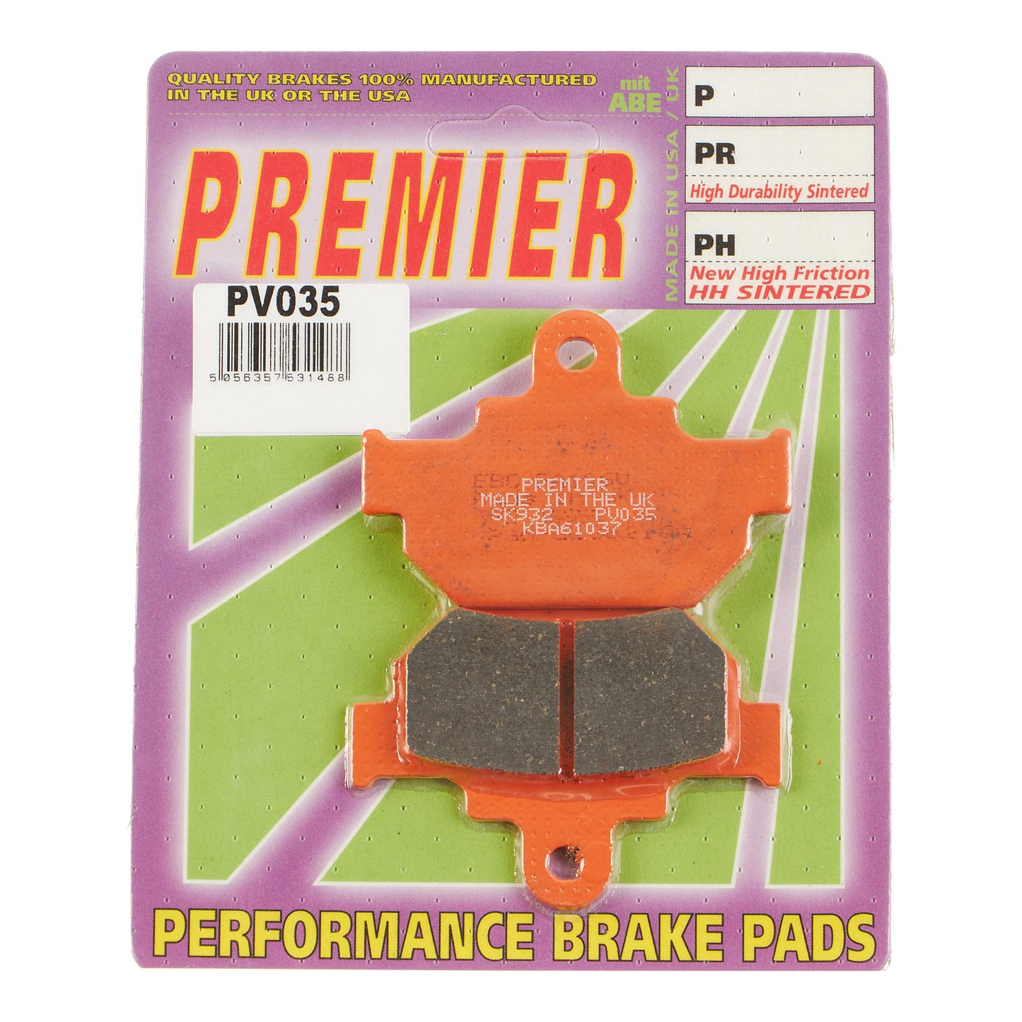 Premier Brake Pads - PV Semi Sintered - PV035
