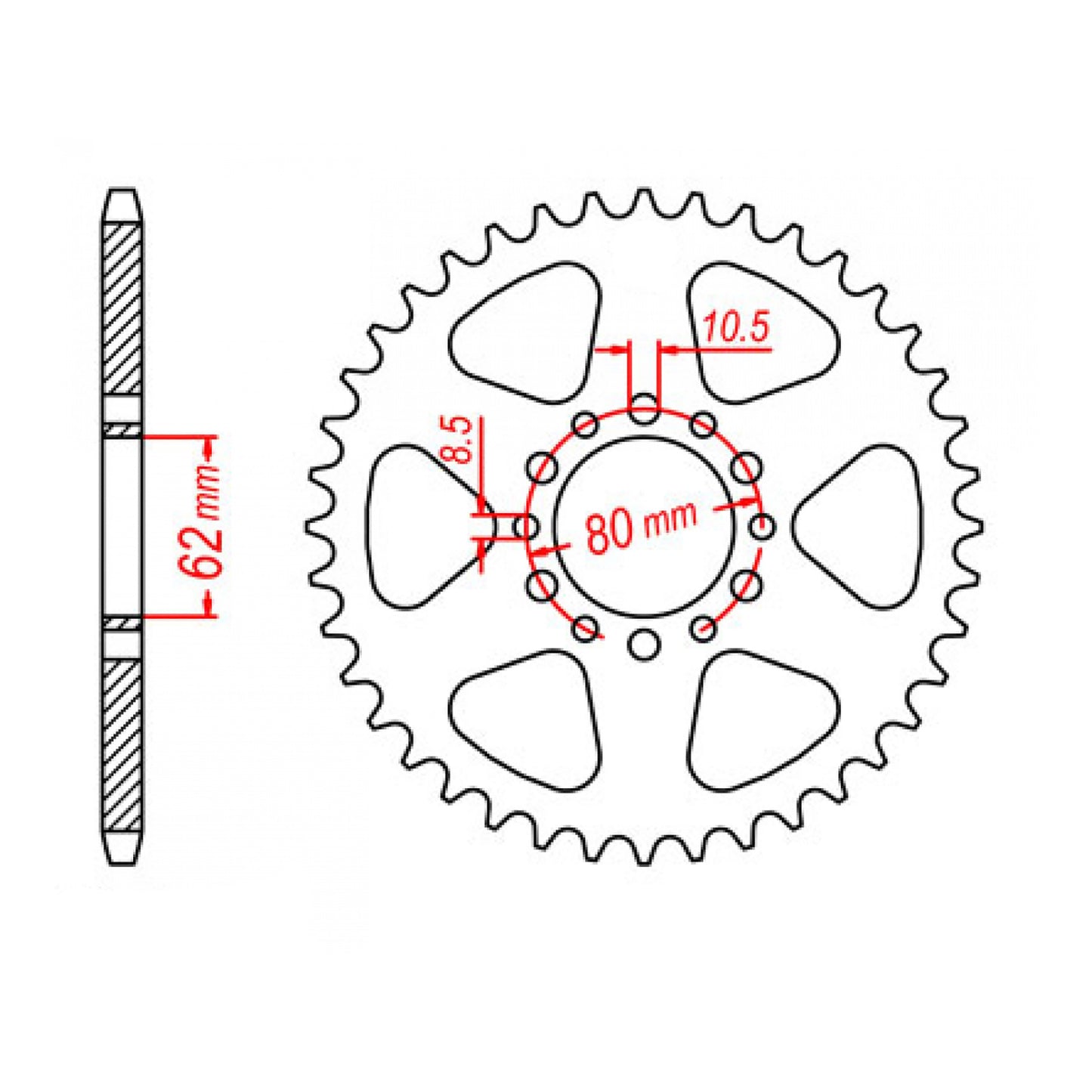 MTX 845 (2) Steel Rear Sprocket #520