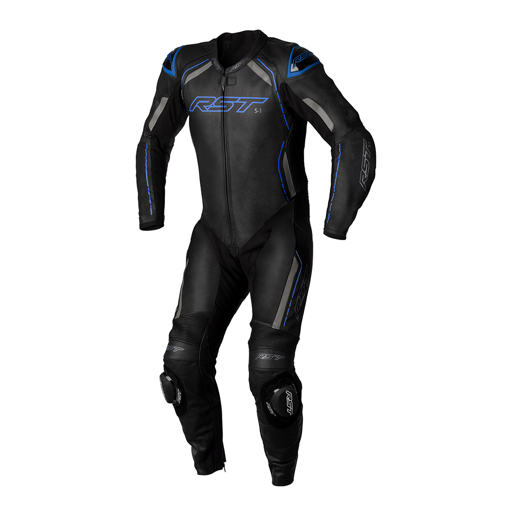 RST S1 LEATHER SUIT [BLACK/GREY/NEON BLUE]
