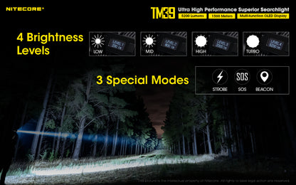 NITECORE TM39 5200 LUMEN LONG THROW RECHARGEABLE FLASHLIGHT+ ADAPTOR
