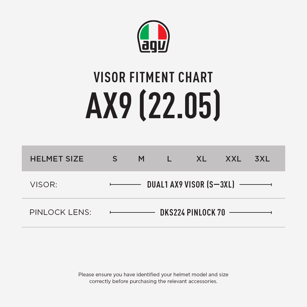 AGV AX9 22.05 VISOR & PINLOCK FITMENT