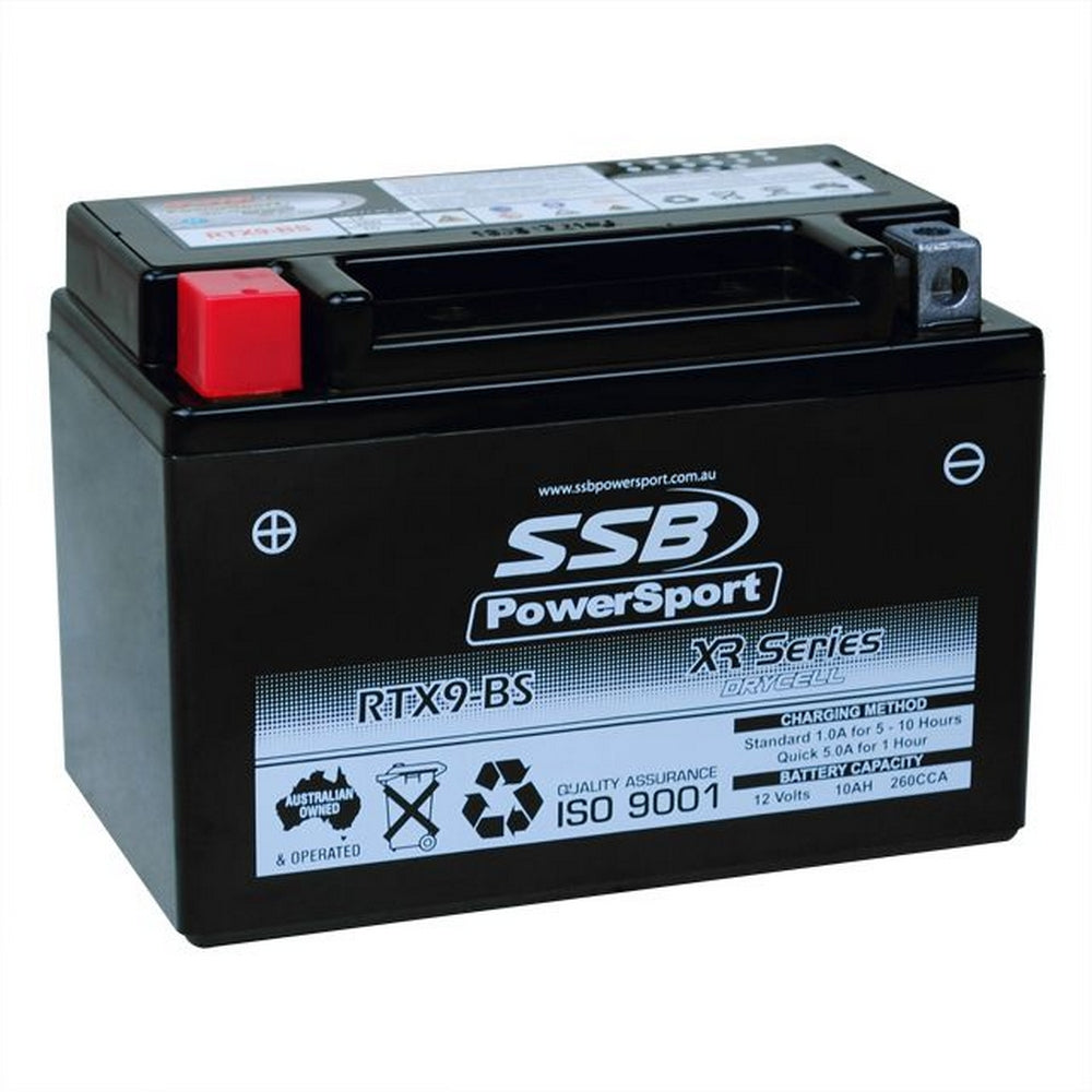 MOTORCYCLE AND POWERSPORTS BATTERY (YTX9-BS) AGM 12V 10AH 260CCA BY  SSB HIGH PERFORMANCE