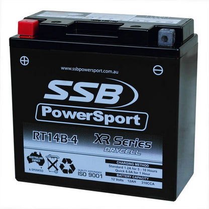 MOTORCYCLE AND POWERSPORTS BATTERY (YT14B-4) AGM 12V 1.2AH 310CCA BY SSB HIGH PERFORMANCE