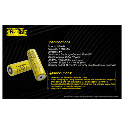 NITECORE 21700i RECHARGEABLE BATTERY 3.6V 5000MAH