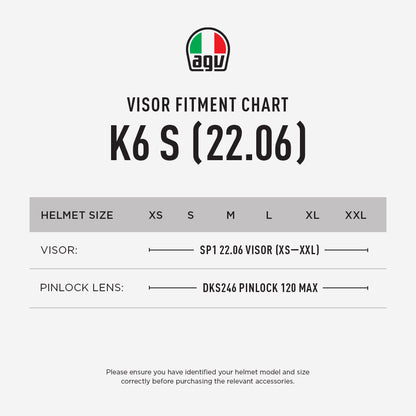 AGV K6 S 22.06 VISOR & PINLOCK FITMENT