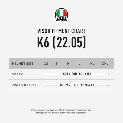 AGV K6 22.05 VISOR & PINLOCK FITMENT