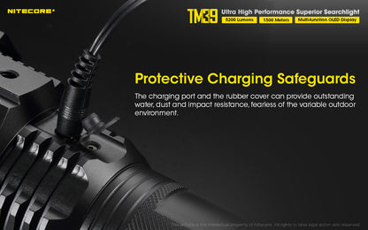 NITECORE TM39 5200 LUMEN LONG THROW RECHARGEABLE FLASHLIGHT+ ADAPTOR
