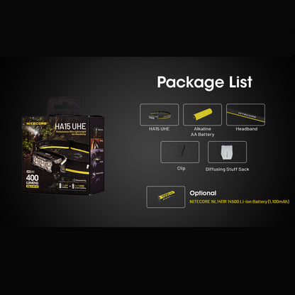 NITECORE 400 LUMEN USB RECHARGEABLE LED HEADLAMP