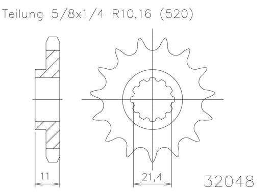 SPROCKET FRONT MOTO MASTER STEEL 15T HUSQVARNA CR250 00-05 WR250 00-13 TC250 TXC250 04-08 TE250 02-0