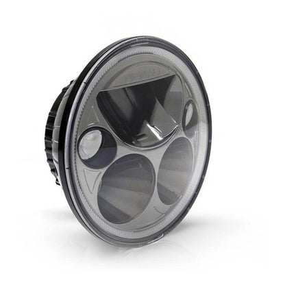 Denali M5 E-Mark LED Headlight Module, 5.75 Round, Black Chrome