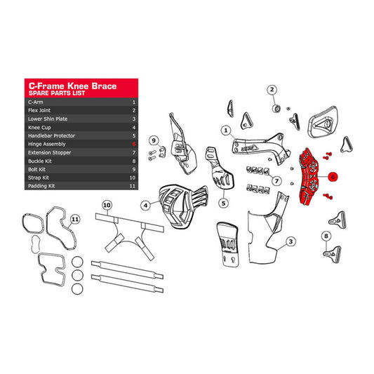 Leatt Hinge Assembly C-Frame - Carbon Right