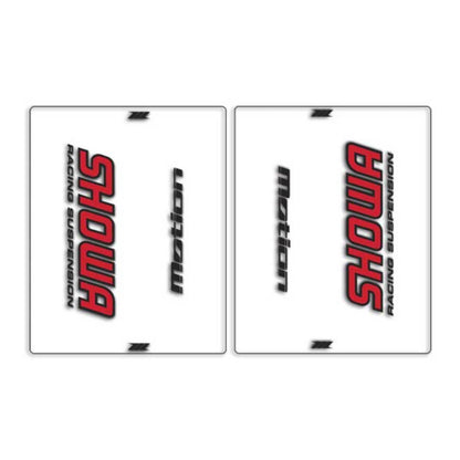 DRC Motion Front Fork Outer Decals - Showa (Clear / Red / Black)
