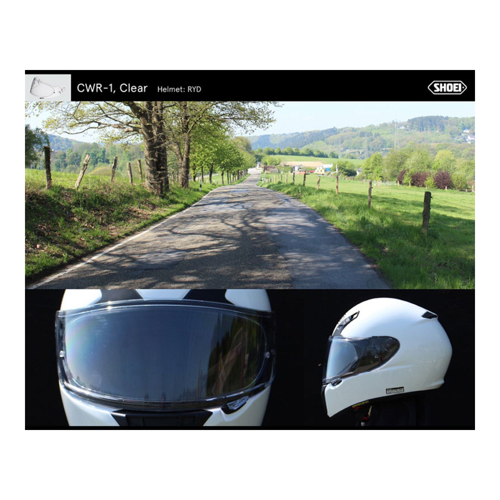 Shoei Visor NXR Ryd (X-Spirit 3 CWR-1) with Pin - Clear E6