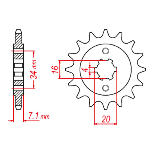 MTX 1903 Steel Front Sprocket #520