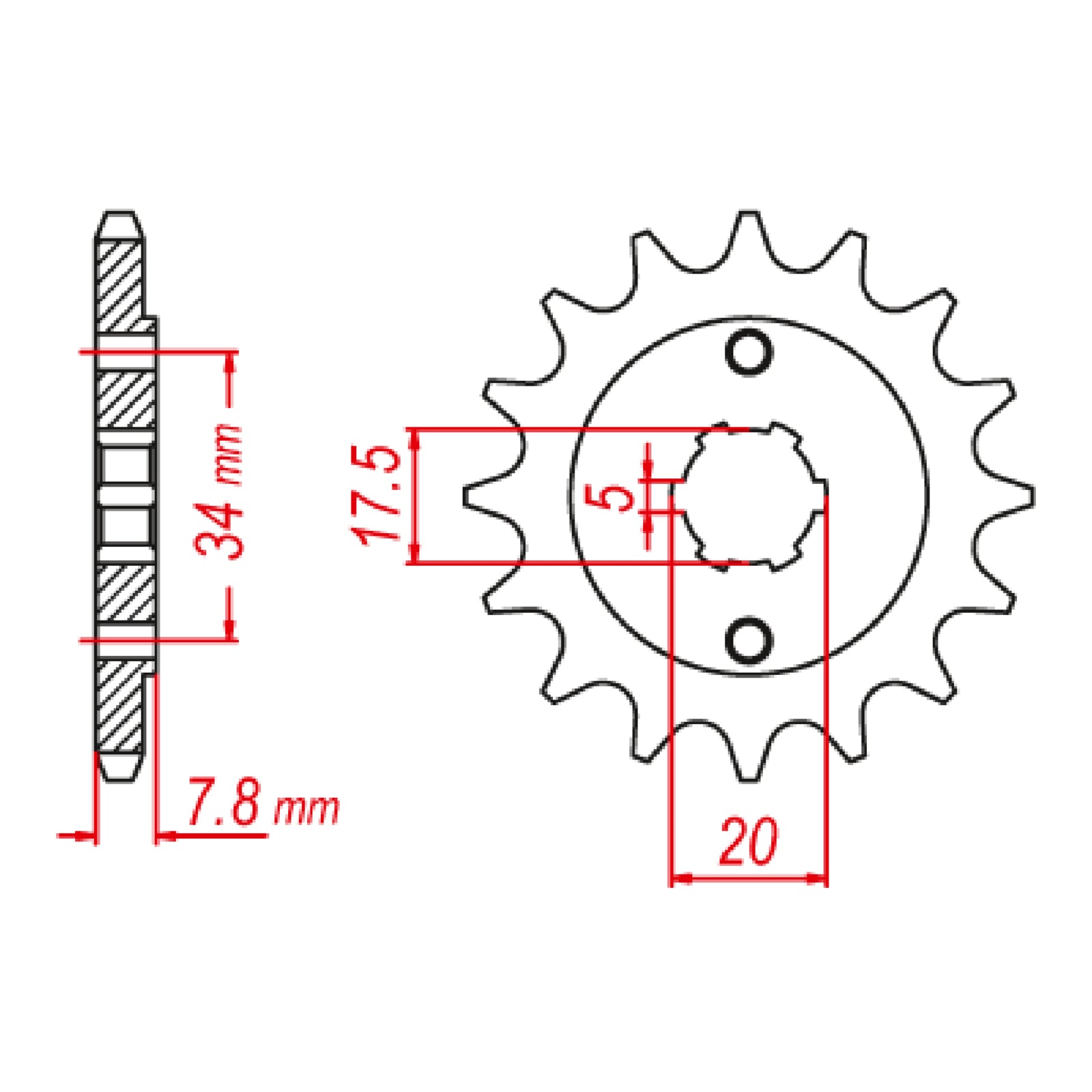 MTX 327 Hornet Lightweight Steel Front Sprocket #520
