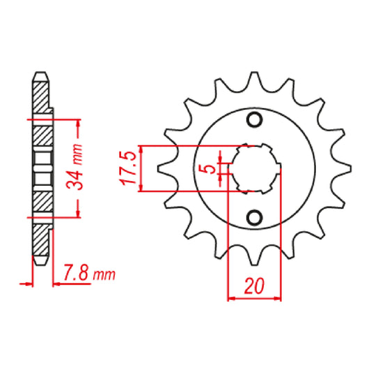MTX 327 Hornet Lightweight Steel Front Sprocket #520