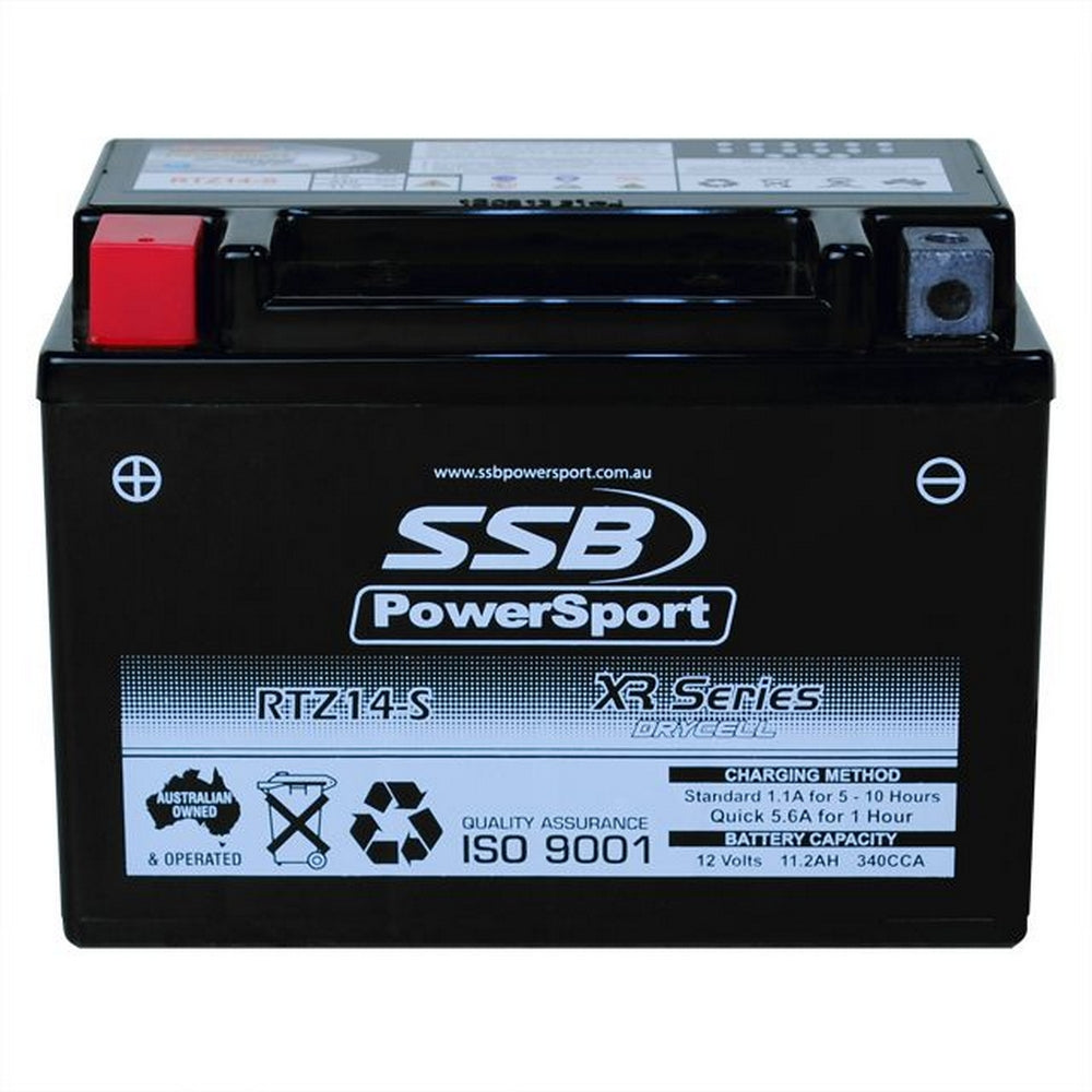 MOTORCYCLE AND POWERSPORTS BATTERY (YTZ14-S) AGM 12V 11.2AH 340CCA SSB HIGH PERFORMANCE