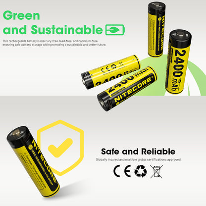 NITECORE LI-ION RECHARGEABLE AA BATTERY 2400MAH 1.5V 4 PACK KIT