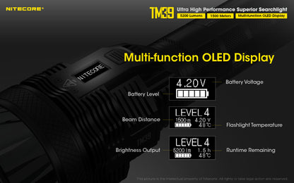 NITECORE TM39 5200 LUMEN LONG THROW RECHARGEABLE FLASHLIGHT+ ADAPTOR