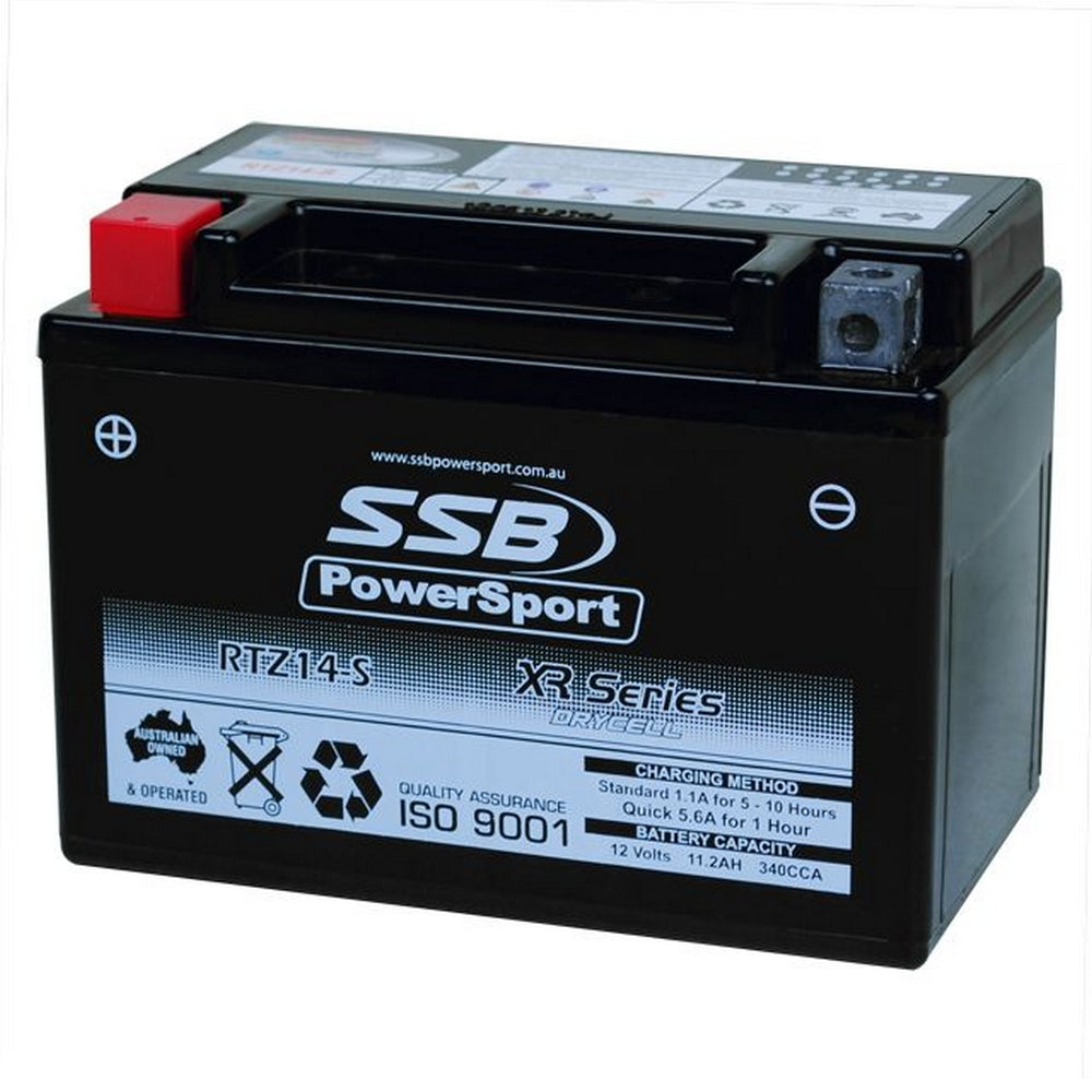 MOTORCYCLE AND POWERSPORTS BATTERY (YTZ14-S) AGM 12V 11.2AH 340CCA SSB HIGH PERFORMANCE