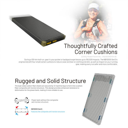 NITECORE 10,000MAH POWER BANK GEN3 ULTRA LIGHTWEIGHT CARBON FIBER ENERGY BRICK