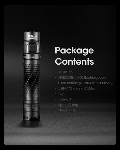NITECORE MH12PRO 3300 LUMEN UHI USB-C TACTICAL FLASHLIGHT 505 YARDS THROW