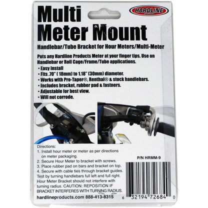 MULTIMETER MOUNT BRACKET FOR HANDLEBAR OR TUBE INSTALLATION OF HARDLINE PRODUCTS HOUR METERS.